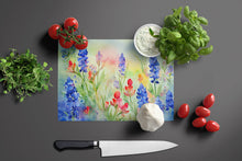 Load image into Gallery viewer, Texas Bluebonnets in Watercolor Glass Cutting Boards – Durable, Decorative Kitchen Art Large