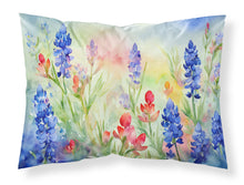 Load image into Gallery viewer, Texas Bluebonnets in Watercolor Fabric Standard Pillowcase – Artistic Decorative Front, White Back