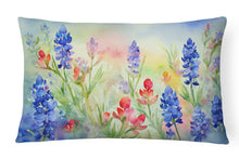 Load image into Gallery viewer, Texas Bluebonnets in Watercolor Fabric Decorative Pillow