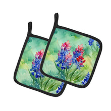 Load image into Gallery viewer, Texas Bluebonnets in Watercolor Pair of Pot Holders