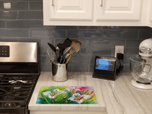 Load image into Gallery viewer, Utah Sego Lilies in Watercolor Glass Cutting Boards – Durable, Decorative Kitchen Art Large