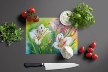 Load image into Gallery viewer, Utah Sego Lilies in Watercolor Glass Cutting Boards – Durable, Decorative Kitchen Art Large