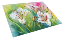 Load image into Gallery viewer, Utah Sego Lilies in Watercolor Glass Cutting Boards – Durable, Decorative Kitchen Art Large