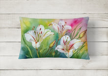 Load image into Gallery viewer, Utah Sego Lilies in Watercolor Fabric Decorative Pillow