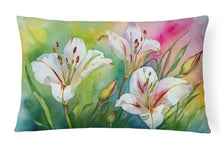 Load image into Gallery viewer, Utah Sego Lilies in Watercolor Fabric Decorative Pillow