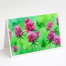 Load image into Gallery viewer, Vermont Red Clover in Watercolor Greeting Cards -  Blank Note Cards – 8-Pack of Artist-Designed Cards with Envelopes