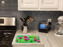 Load image into Gallery viewer, Vermont Red Clover in Watercolor Glass Cutting Boards – Durable, Decorative Kitchen Art Large