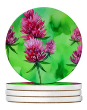 Load image into Gallery viewer, Vermont Red Clover in Watercolor Large Sandstone Coasters Pack of 4