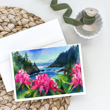 Load image into Gallery viewer, Washington Coast Rhododendrons in Watercolor Greeting Cards -  Blank Note Cards – 8-Pack of Artist-Designed Cards with Envelopes
