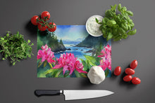 Load image into Gallery viewer, Washington Coast Rhododendrons in Watercolor Glass Cutting Boards – Durable, Decorative Kitchen Art Large