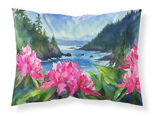 Load image into Gallery viewer, Washington Coast Rhododendrons in Watercolor Fabric Standard Pillowcase – Artistic Decorative Front, White Back