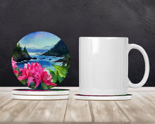 Load image into Gallery viewer, Washington Coast Rhododendrons in Watercolor Large Sandstone Coasters Pack of 4