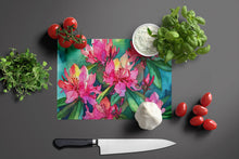 Load image into Gallery viewer, West Virginia Rhododendrons in Watercolor Glass Cutting Boards – Durable, Decorative Kitchen Art Large