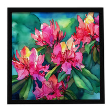 Load image into Gallery viewer, West Virginia Rhododendrons in Watercolor Framed Metal Print