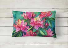 Load image into Gallery viewer, West Virginia Rhododendrons in Watercolor Fabric Decorative Pillow