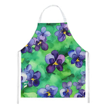 Load image into Gallery viewer, Wisconsin Wood Violets in Watercolor Apron – Artist-Designed Kitchen, BBQ &amp; Craft Apron