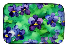 Load image into Gallery viewer, Wisconsin Wood Violets in Watercolor Dish Drying Mat