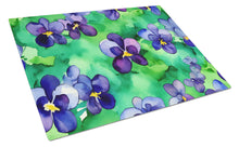 Load image into Gallery viewer, Wisconsin Wood Violets in Watercolor Glass Cutting Boards – Durable, Decorative Kitchen Art Large