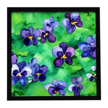 Load image into Gallery viewer, Wisconsin Wood Violets in Watercolor Framed Metal Print