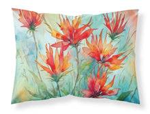 Load image into Gallery viewer, Wyoming Indian Paintbrush in Watercolor Fabric Standard Pillowcase – Artistic Decorative Front, White Back