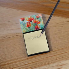 Load image into Gallery viewer, Wyoming Indian Paintbrush in Watercolor Sticky Note Holder- Refiilable Desk Accessory Note Pad