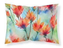 Load image into Gallery viewer, Wyoming Indian Paintbrush in Watercolor Fabric Standard Pillowcase – Artistic Decorative Front, White Back