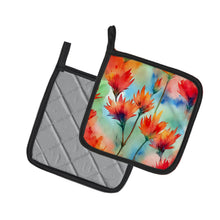 Load image into Gallery viewer, Wyoming Indian Paintbrush in Watercolor Pair of Pot Holders