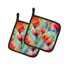Load image into Gallery viewer, Wyoming Indian Paintbrush in Watercolor Pair of Pot Holders