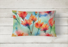 Load image into Gallery viewer, Wyoming Indian Paintbrush in Watercolor Fabric Decorative Pillow