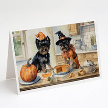 Load image into Gallery viewer, Affenpinscher Fall Kitchen Pumpkins Greeting Cards -  Blank Note Cards – 8-Pack of Artist-Designed Cards with Envelopes
