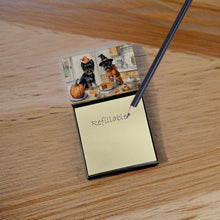 Load image into Gallery viewer, Affenpinscher Fall Kitchen Pumpkins Sticky Note Holder- Refiilable Desk Accessory Note Pad