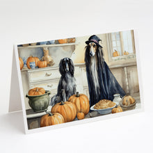 Load image into Gallery viewer, Afghan Hound Fall Kitchen Pumpkins Greeting Cards -  Blank Note Cards – 8-Pack of Artist-Designed Cards with Envelopes