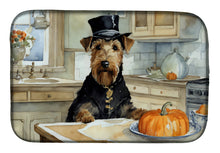 Load image into Gallery viewer, Airedale Terrier Fall Kitchen Pumpkins Dish Drying Mat
