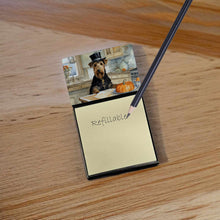Load image into Gallery viewer, Airedale Terrier Fall Kitchen Pumpkins Sticky Note Holder- Refiilable Desk Accessory Note Pad