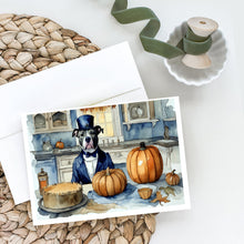 Load image into Gallery viewer, Pit Bull Terrier Fall Kitchen Pumpkins Greeting Cards -  Blank Note Cards – 8-Pack of Artist-Designed Cards with Envelopes