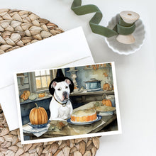 Load image into Gallery viewer, Pit Bull Terrier Fall Kitchen Pumpkins Greeting Cards -  Blank Note Cards – 8-Pack of Artist-Designed Cards with Envelopes
