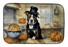 Load image into Gallery viewer, Pit Bull Terrier Fall Kitchen Pumpkins Dish Drying Mat