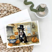 Load image into Gallery viewer, Pit Bull Terrier Fall Kitchen Pumpkins Greeting Cards -  Blank Note Cards – 8-Pack of Artist-Designed Cards with Envelopes