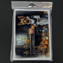 Load image into Gallery viewer, Australian Terrier Fall Kitchen Pumpkins Greeting Cards -  Blank Note Cards – 8-Pack of Artist-Designed Cards with Envelopes
