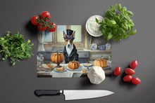 Load image into Gallery viewer, Basenji Fall Kitchen Pumpkins Glass Cutting Boards – Durable, Decorative Kitchen Art Large