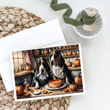 Load image into Gallery viewer, Basset Hound Fall Kitchen Pumpkins Greeting Cards -  Blank Note Cards – 8-Pack of Artist-Designed Cards with Envelopes