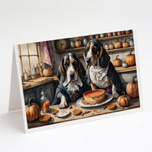 Load image into Gallery viewer, Basset Hound Fall Kitchen Pumpkins Greeting Cards -  Blank Note Cards – 8-Pack of Artist-Designed Cards with Envelopes