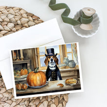 Load image into Gallery viewer, Beagle Fall Kitchen Pumpkins Greeting Cards -  Blank Note Cards – 8-Pack of Artist-Designed Cards with Envelopes