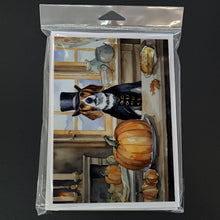 Load image into Gallery viewer, Beagle Fall Kitchen Pumpkins Greeting Cards -  Blank Note Cards – 8-Pack of Artist-Designed Cards with Envelopes