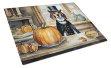 Load image into Gallery viewer, Beagle Fall Kitchen Pumpkins Glass Cutting Boards – Durable, Decorative Kitchen Art Large