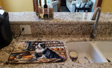 Load image into Gallery viewer, Bearded Collie Fall Kitchen Pumpkins Dish Drying Mat