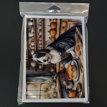 Load image into Gallery viewer, Bearded Collie Fall Kitchen Pumpkins Greeting Cards -  Blank Note Cards – 8-Pack of Artist-Designed Cards with Envelopes