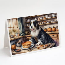 Load image into Gallery viewer, Bearded Collie Fall Kitchen Pumpkins Greeting Cards -  Blank Note Cards – 8-Pack of Artist-Designed Cards with Envelopes