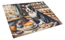 Load image into Gallery viewer, Bearded Collie Fall Kitchen Pumpkins Glass Cutting Boards – Durable, Decorative Kitchen Art Large