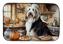 Load image into Gallery viewer, Bearded Collie Fall Kitchen Pumpkins Dish Drying Mat